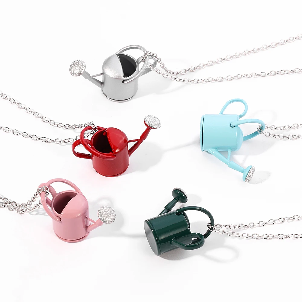 lovely cute Watering Can pendant choker necklaces for women men kids