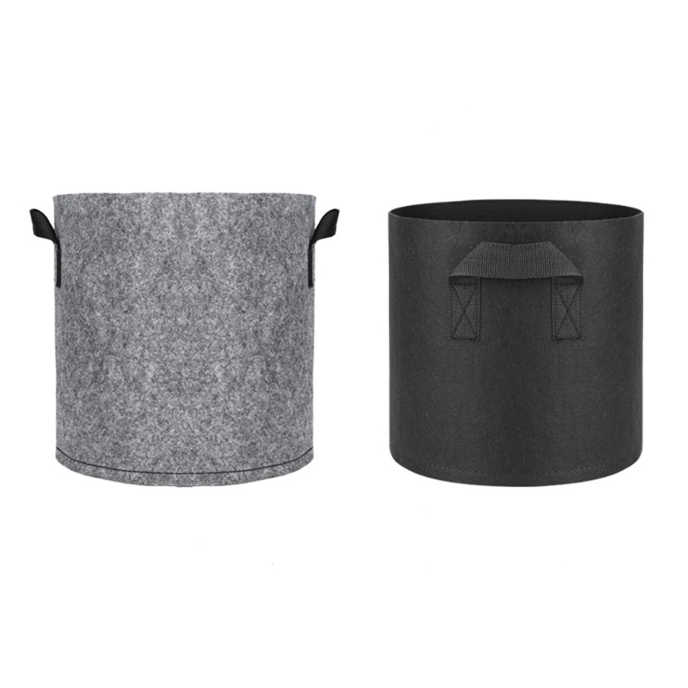3/5/7/10 Gallon Grow Bags with Handles Grey Black Fabric Garden Pots Planting Round Flower Planters Supplies Tools | Дом и сад