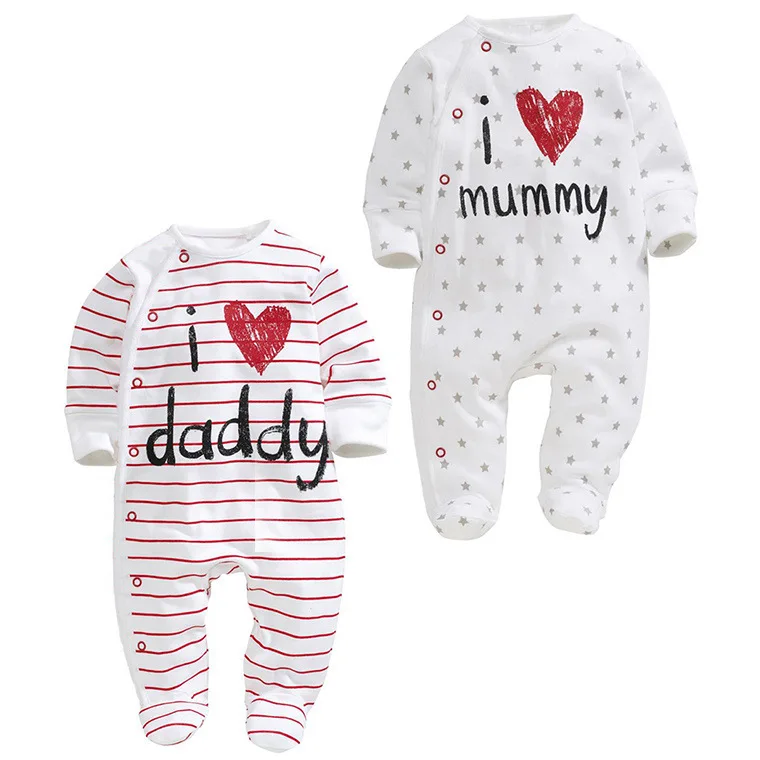 

New Style wo ai ba ma Romper 2017 New Style Korean-style Stripes Romper Long Sleeve One Piece BABY'S Romper