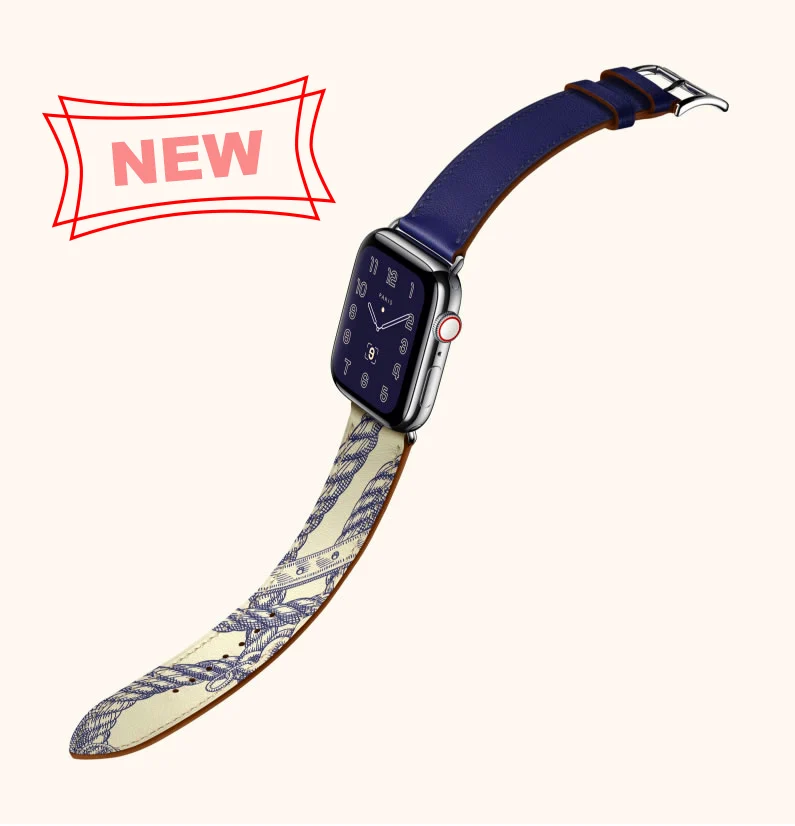Для Apple Watch Series 4 5 40 мм 44 мм ремешок из натуральной кожи для часов herm Apple Watch Band Series 1 2 3 Ремешки для наручных часов браслет - Цвет ремешка: MS-Blue