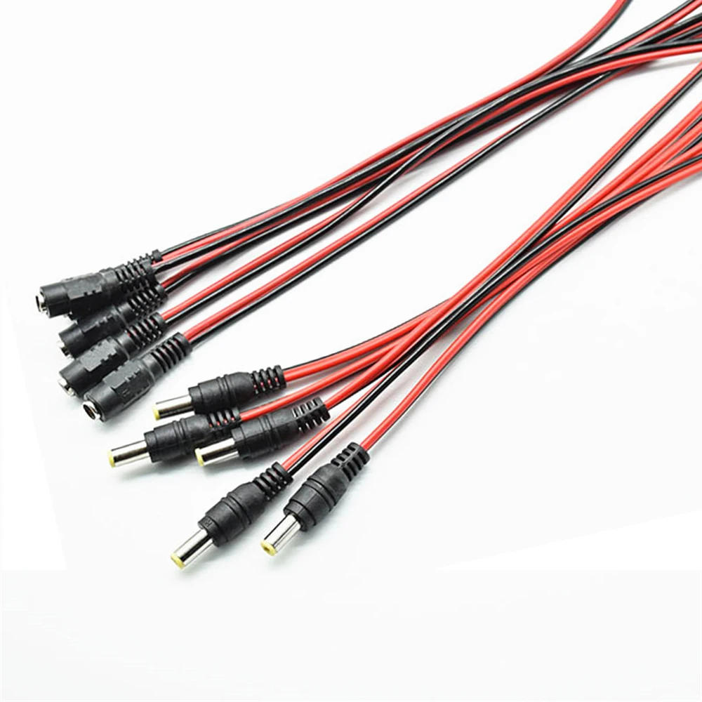 10pcs 12V DC Plug Adapter Cable DC Power Male Female Cable Connector For CCTV Camera DC Plug 5.5* 2.1mm 5.5x2.1 DC Connector