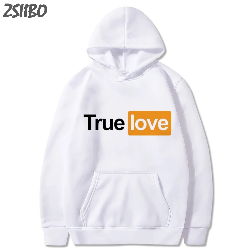Мужские толстовки с капюшоном с надписью «True Love& Love you» и забавным принтом в стиле Харадзюку, повседневные мужские толстовки, мужская толстовка с капюшоном, женская уличная одежда унисекс в стиле хип-хоп - Цвет: White2