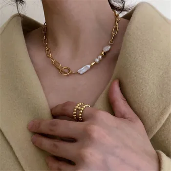 

2020 New Korean Round Buckle Necklace Necklace Bracelet Female, Female Party Accessory Gift Gold Pearl Natural Cm Women Bamboo