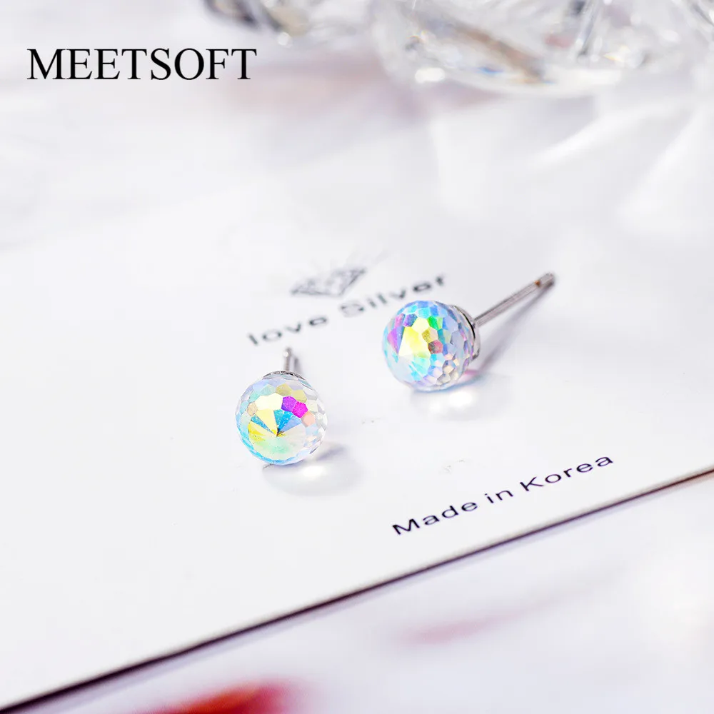 Женские серьги-пусеты MEETSOFT из стерлингового серебра 925 пробы с