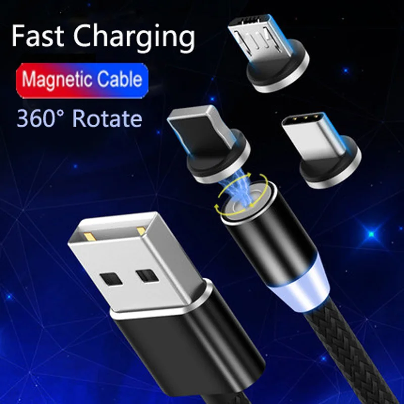 1M 2A Магнитный Micro провод кабель type C Быстрая зарядка телефон USB кабель для iPhone Xiaomi huawei Y5 Y6 Y7 Y9 Android телефон