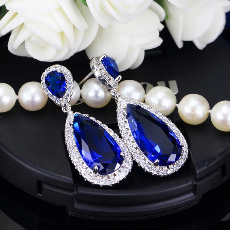 Pera Classic Big Water Drop AAA+ Cubic Zirconia Silver Color Luxury Wedding Bridal Long Dangle Earrings Jewelry for Brides E633 - Image 4