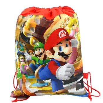 

20pcs Super Mario theme non-woven fabrics drawstring backpack for kids Birthday Party Favor Gift bag 34*27cm