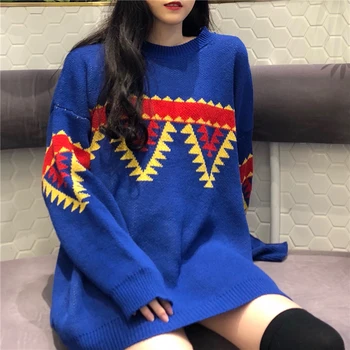 

Korean-Style Outerwear Women Sweater Long-Sleeved O-neck Knitted Tops Women Cute Pullover Matching Clothing Sweaters Kpop MK412
