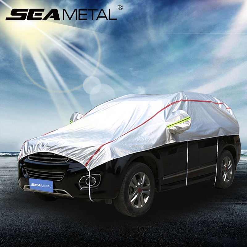 Copriauto Mezza Copertura Per Parabrezza - Antigelo E Neve, Impermeabile, Argento, Per SUV/MPV (Lunghezza 4,7-4,95 M)