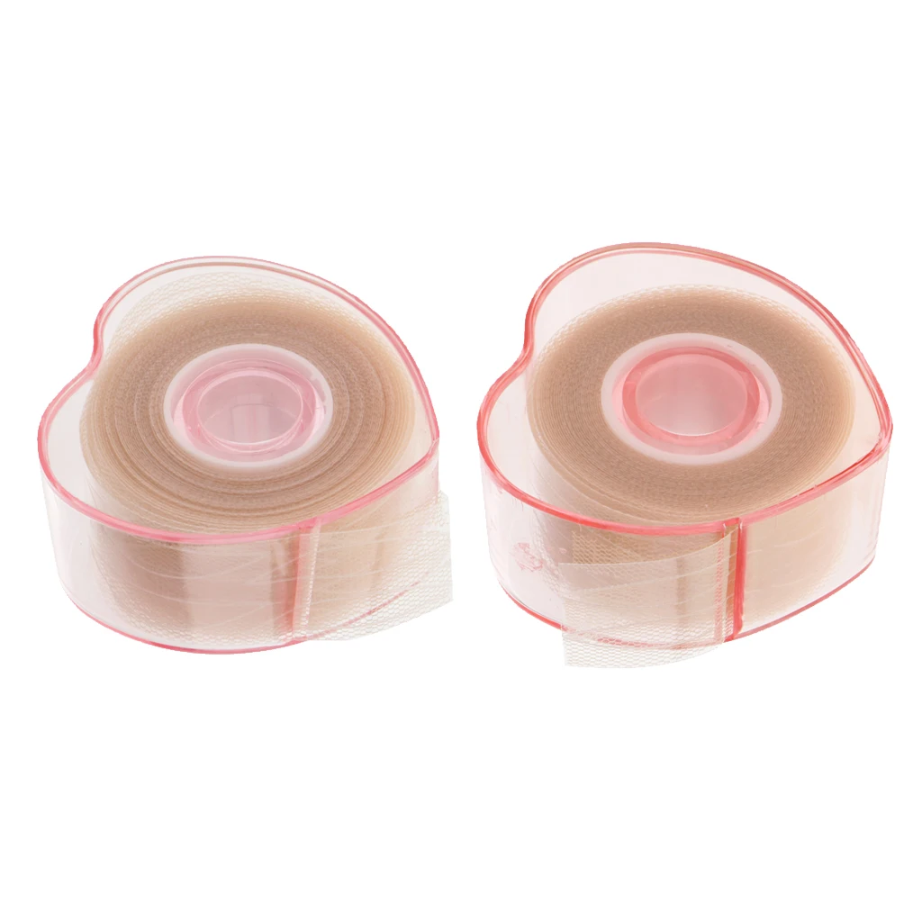 2 Roll Natural Invisible Fiber Double Eyelid Lift Strips Tape Glue Adhesive Stickers for Droopy Eyes, Olive Half Moon Type