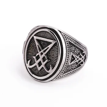 

FDLK Sigil of Lucifer Carbide Signet Ring Seal of Satan Biker Rings Gothic Occult Unisex Jewelry