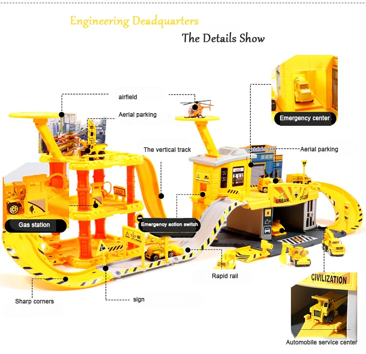Игрушечный набор для парковки, стоп, мульти-автомобиль, большая Инженерная/Полицейская/пожарная железнодорожная машина, детские игрушки для мальчиков, От 7 до 9 лет, головоломка, модель автомобиля