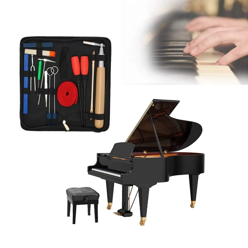 

Piano Tuning Kit 16Pcs Professional Piano Tuners Tools Set Wrench Hammer Mute Fork Screwdriver Belt Tweezers Clip