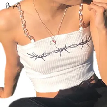 

Hirigin Women Sexy Crop Tops 2020 New Ladies Bandage Sleeveless Chain Camis Tank Vest Female Summer Short Crop Top Streetwear