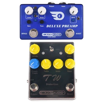 

Mosky 2 Pcs Tw Distortion Guitar Effect Pedal Capacitors Three Band Eq Effects-Black & Blue