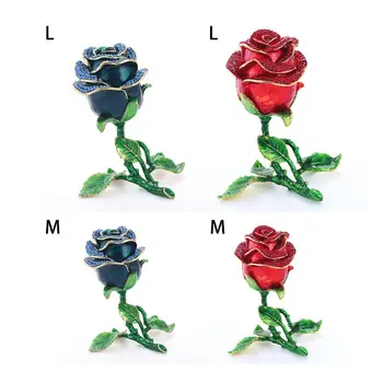 

Enameled Rose Shape Decorative Hinged Jewelry Trinket Box Unique Gift