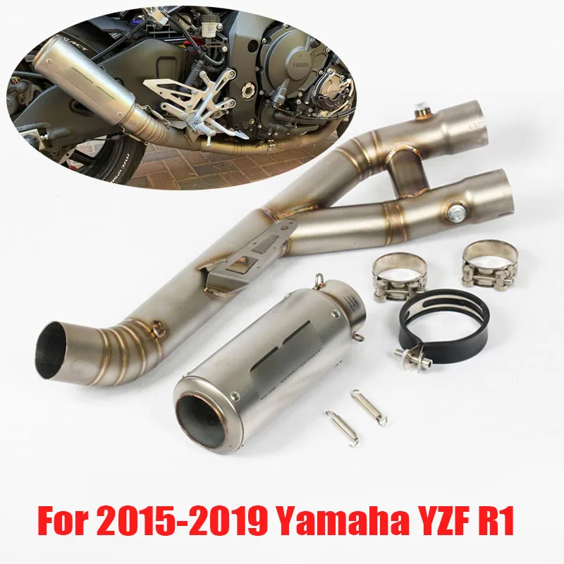 

Motorcycle Exhaust System Slip on Muffler Escape Silencer Pipe Connect Link Pipe Tube for Yamaha YZF R1 2015 2016 2017 2018 2019