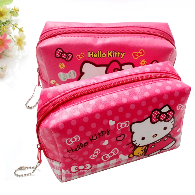 

Hello Kitty Korean-style Cartoon Leather Zipper Students Pencil Case Multi-functional Storgage Bag Learning Stationery Prizes