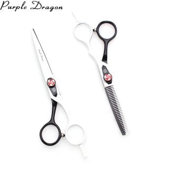

Barber Scissors 6" Purple Dragon Stainless Hairdressing Thinning Shears Hair Cutting Scissors Hair Scissors Add Bag White Z1018