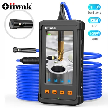 

Oiiwak 8MM Dual-Lens Industrial Endoscope Inspection Camera with 4.3’’ 1080P Display Screen, Borescope Waterproof Snake Camera