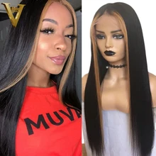 Медовый блонд Выделите прямой короткий Боб и длинные парики 13*6 кружевные передние человеческие волосы парики Омбре цветные перуанские Remy Prepluck 150