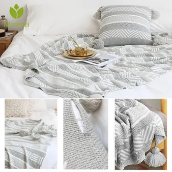 

Nordic Cotton Knitted Throw Pillow Blanket Bedding Sofa Cushion Plane Travel TV Nap Blankets Homestay Soft Towel Bed Tapestry