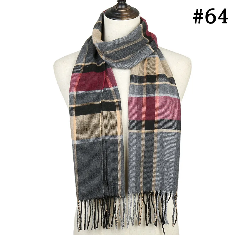 Зимний клетчатый шарф кашемировый шарф для женщин echarpe foulard femme Длинная шерстяная Пашмина sjaal bufandas invierno mujer - Цвет: 64