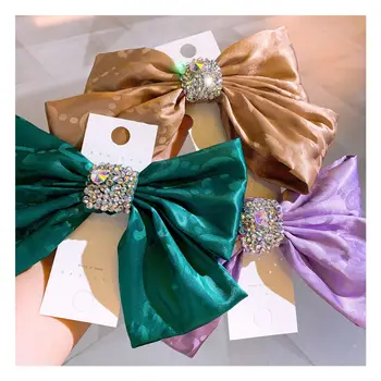 Preise Retro Fee Stil Seide Volle Diamant Großen Bogen Alle-spiel Frühjahr Clip Ornament Haarnadel Seite Clip