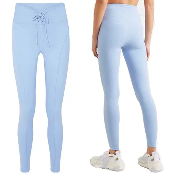 

2020 New Yoga Fitness Suit Pants Sexy Nude Sense Elastic Sports Tights Pants 6 Colors Yoga Pants High Waisted Cotton