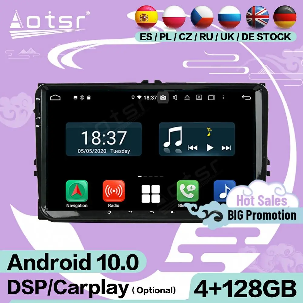 4 128G Carplay Screen Multimedia Stereo Android Player Per Vw Volkswagen Universal Gps Navigation Audio Radio Receiver Head Unit