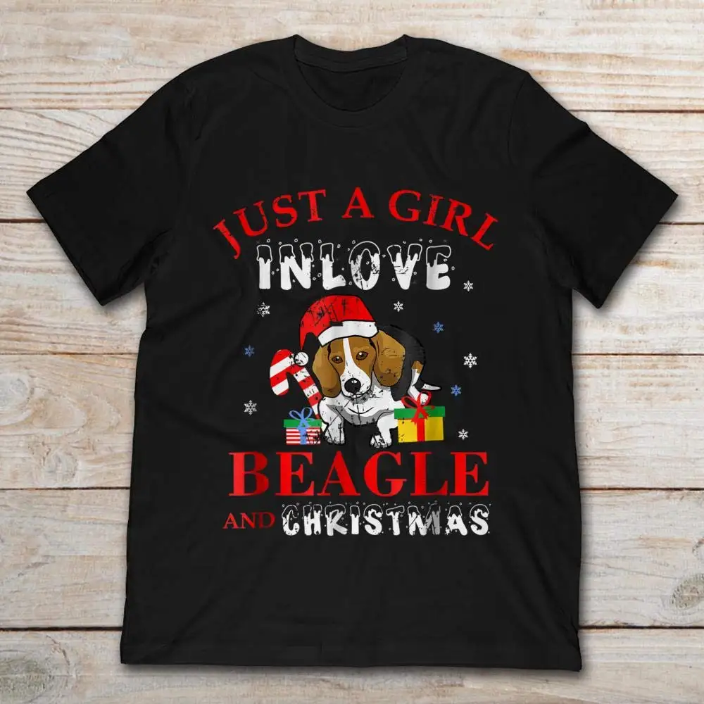 Just A Girl In Love Beagle And Christmas Cute Dog. unisex men women t shirt | Мужская одежда