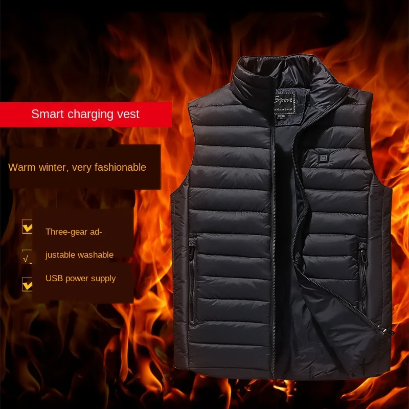 

FreeWF 2020 Warming Heated Vest without Power Bank Zip up Winter Heating Jacket Solid M-5XL Unisex Heated Vest