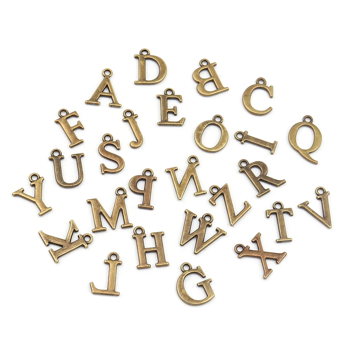 Capital Alphabet A Z подвески из сплава цинка с буквенным принтом Античные Серебристые