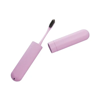 

4pcs/set Tooth Brushes with Case Wheat Straw Portable Travel Toothbrush Chopsticks Pencil Box Tooth Brushes Protector