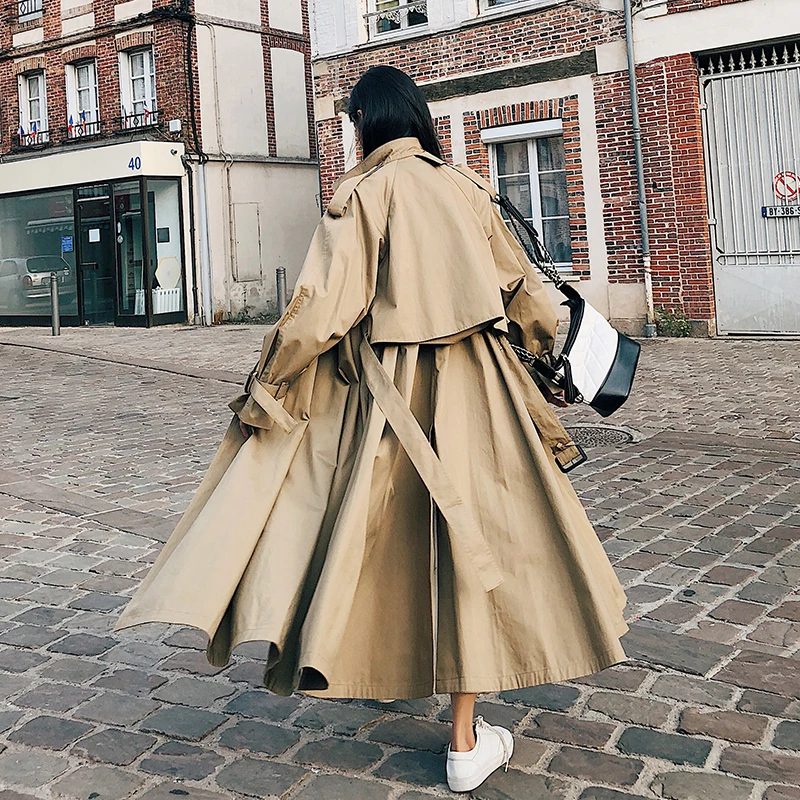 Brand New Fashion X-Long Women Cloak Khaki Lady Windbreaker Female Trench Coat Spring Autumn Outerwear Clothes Loose Oversize | Женская