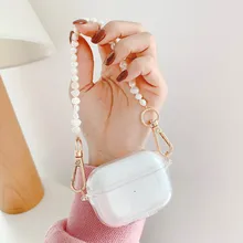 

Irregular Pearl Chain Earphone Cases Accessories for Funda Transparent Cover Keychain for Case
