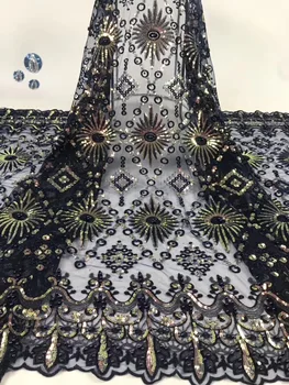 

BEAUTIFICAL sequins african tulle lace embroidery net laces for evening gown new wedding french laces fabric sequins ML1N1711