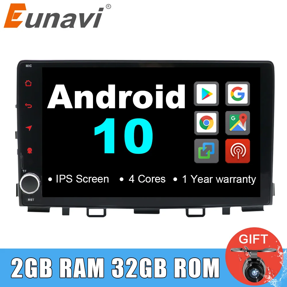 Eunavi 1 din android 10 автомобильное радио gps для KIA RIO 2017 2018 Мультимедиа стерео плеер