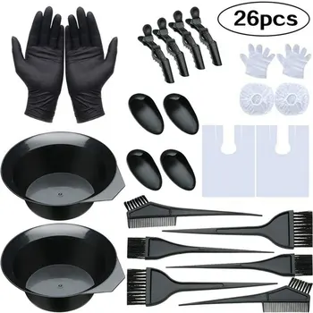 

26 Pieces Hair Coloring Tool Set Hairdressing Tools Comb Brush Disposable Shower Cap Latex Gloves Hair Dyeing Bowl