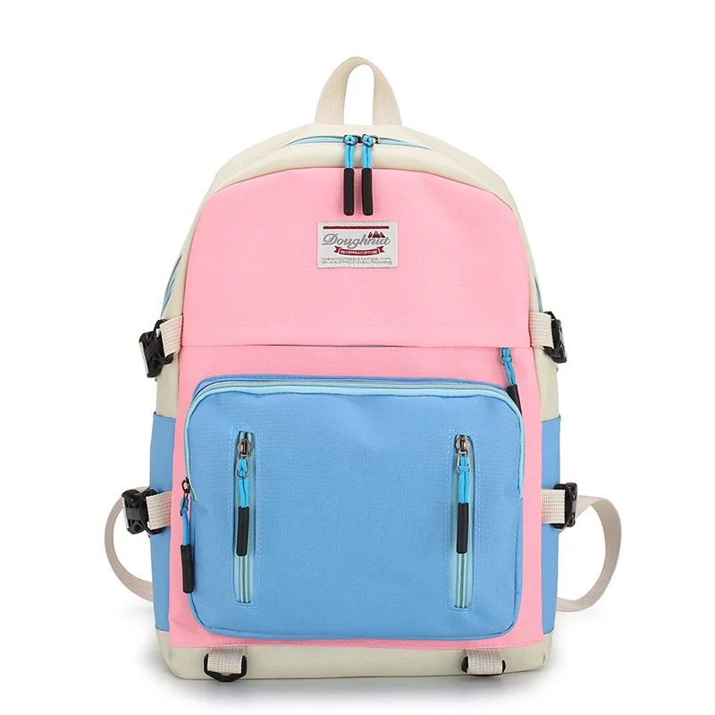 

bag backpack color contrast Korean version of the wild casual 2019 new JIULIN