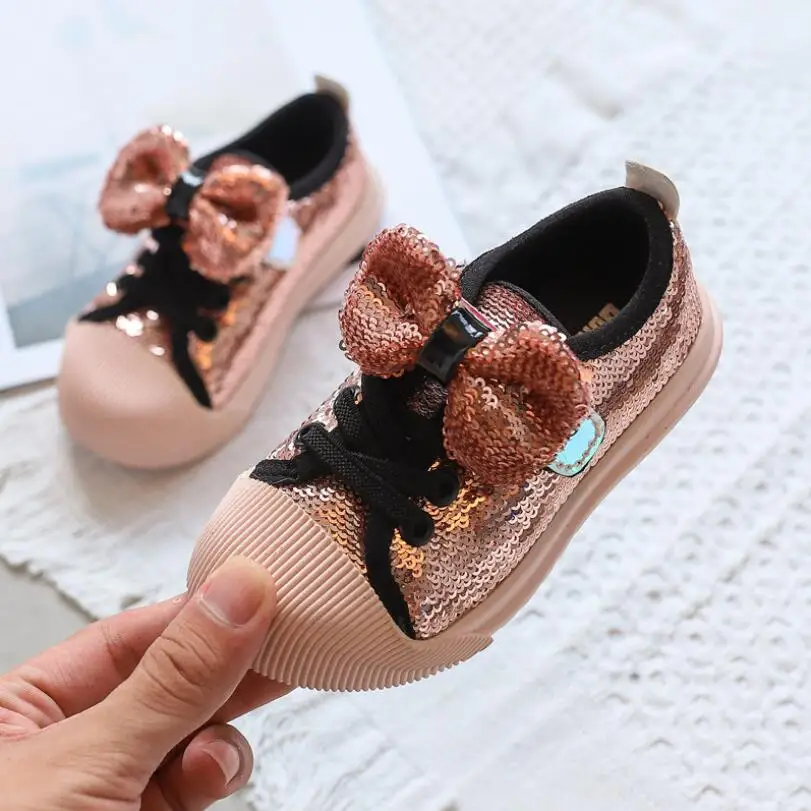 

Children Baby Girls Boys Bling Sequins Bowknot Crystal casual shoes child Run Sport Sneakers Non-slip Shoes