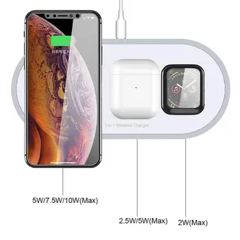 

10W Wireless Charger Fast Charging 3-in-1 Charger Station Stand for iPhone Watch