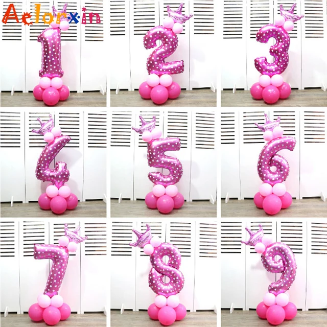 Baby Birthday Present Decoration Party Hat Cartoon Birthday Children Balloon Layout Inflatable Column 32-inch Digital 6