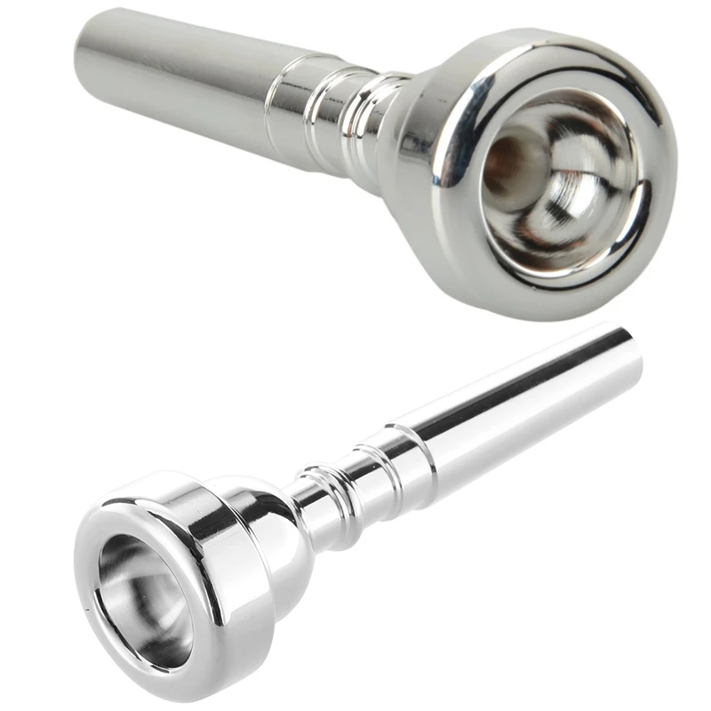 2 Pcs Metal Plated Silver Trumpet Mouthpiece for Yamaha, Bach, Conn and King Trumpet Brass Instrument Accessories- 5C 3.35 Inch