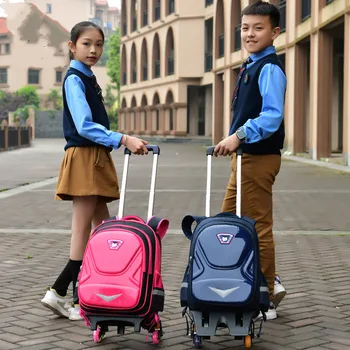 

Detachable Rolling Backpacks waterproof Children Trolley Backpack School Bags Grils boys leather Wheeled Bag schoolbags Mochila