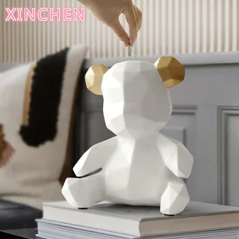 

Piggy Bank Teddy Bear Figurines Money Box Gift Wedding Storage Box Money For Children Coins Holders Box Kids Toy Coin Bank