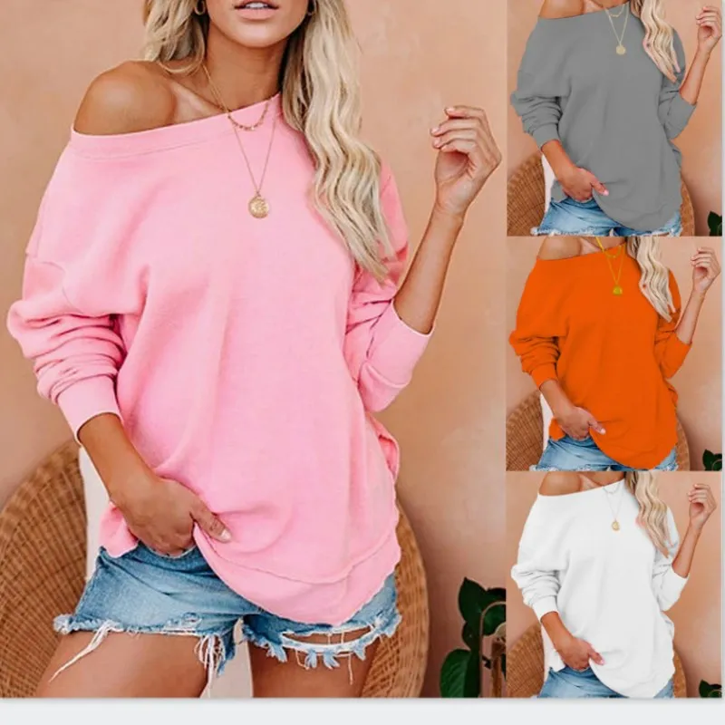 Новинка осени 2020 Женский свитшот с круглым вырезом Топ длинным рукавом пуловер