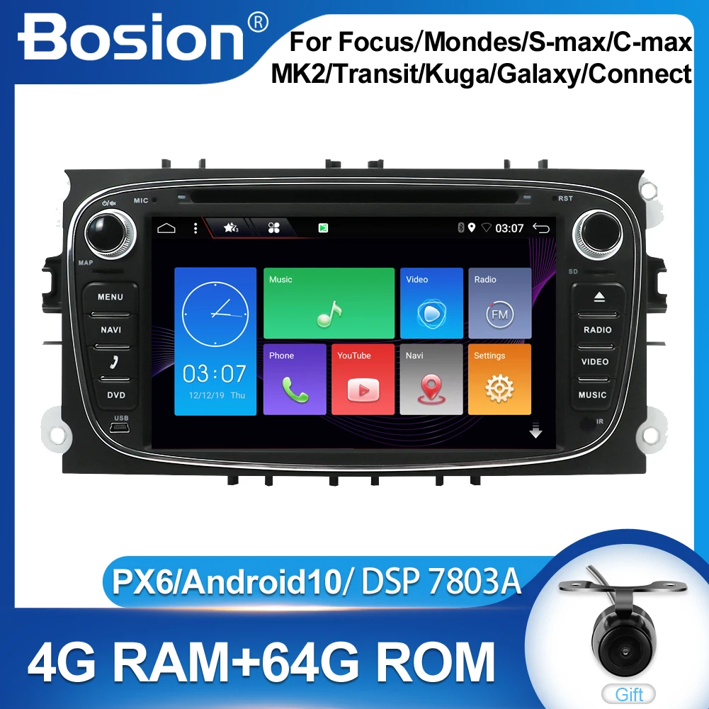 Автомобильный Dvd-плеер PX6 4 Гб + 64 DSP 2din Android 10 для Ford focus Mondeo S-max connect Kuga c-max MK2 Galaxy