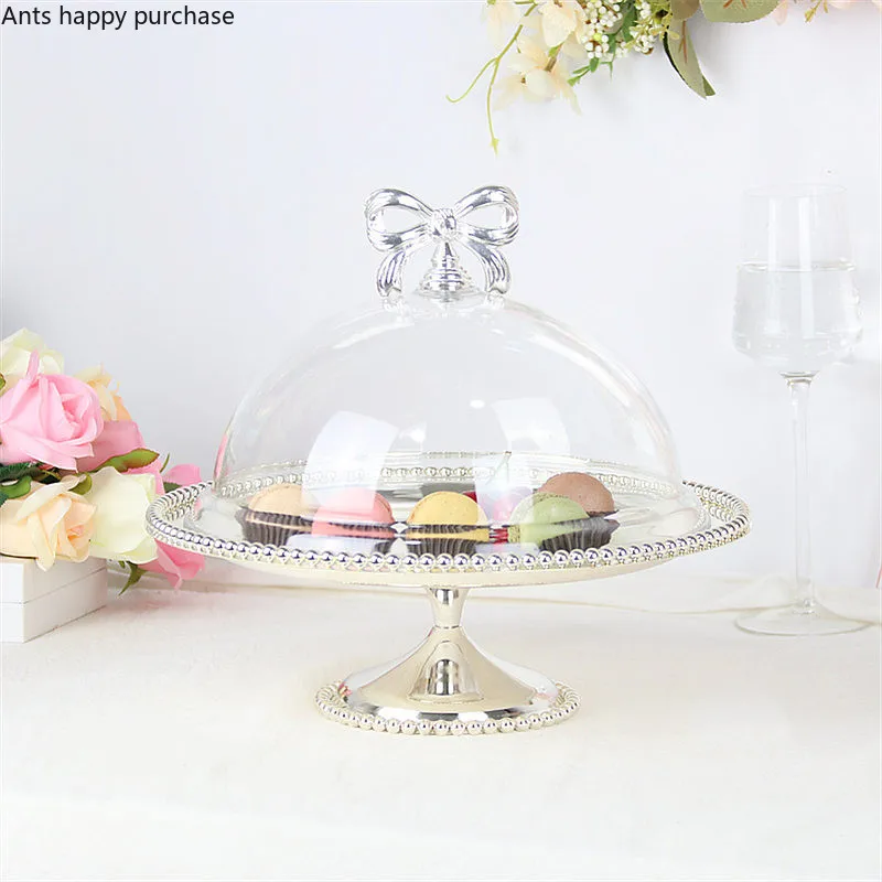 Wrought Iron Metal Cake Stand Creativity Pearl Fruit Plate Afternoon Tea Snack Tray Cake Pan Wedding Dessert Table Display Stand