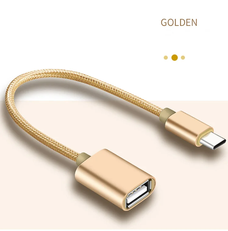 USB C к USB адаптер type C OTG USB кабель C папа к USB 2,0 Женский кабель адаптер для MacBook Pro samsung Hwawei USB-C OTG - Цвет: OTG-C-Golden